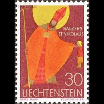 Liechtenstein Mi.Nr. 488 Freim. Kirchenpatron Balzers, St. Nikolaus (30)