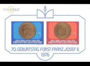 Liechtenstein Mi.Nr. Block 10 70. Geburtstag Fürst Franz Josef II. v. L.