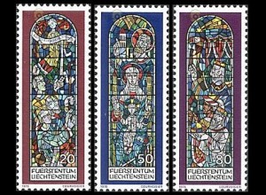 Liechtenstein Mi.Nr. 720-22 Weihnachten 78, Kirchenfenster Triesenberg (3 Werte)