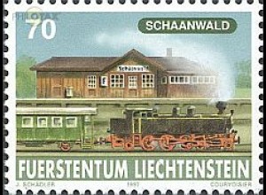 Liechtenstein Mi.Nr. 1155 Eisenbahnen, Haltestelle Schaanwald + Dampflok (70)