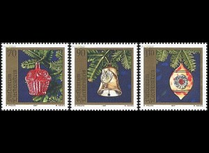 Liechtenstein Mi.Nr. 1159-61 Weihnachten, Christbaumschmuck (3 Werte)