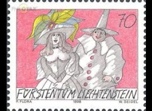 Liechtenstein Mi.Nr. 1173 Grußmarke Clown mit Dame (70)