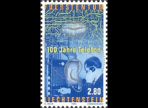 Liechtenstein Mi.Nr. 1189 100 J. Telefon, hist. Telefonvermittlung (2,80)