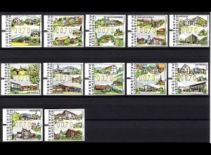 Liechtenstein Mi.Nr. 12-23 ATM Post im Dorf (12 Werte)