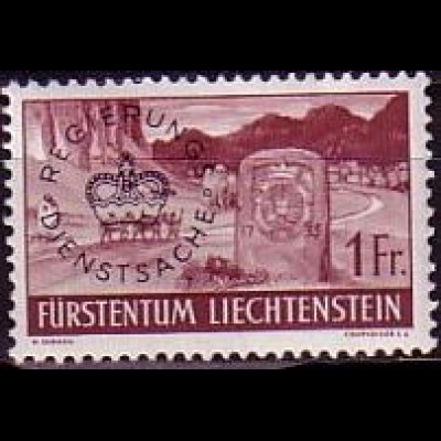 Liechtenstein Mi.Nr. Dienstm.26 Aufdruck auf Freim. Mi.Nr. 167 (1 Fr)