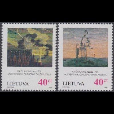 Litauen Mi.Nr. 617-18 Gemälde und Kompositionen M.K.Ciurlionis (2 Werte)