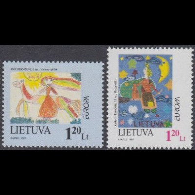 Litauen Mi.Nr. 636-37 Europa 97, Sagen und Legenden, Kinderzeichnungen (2 Werte)