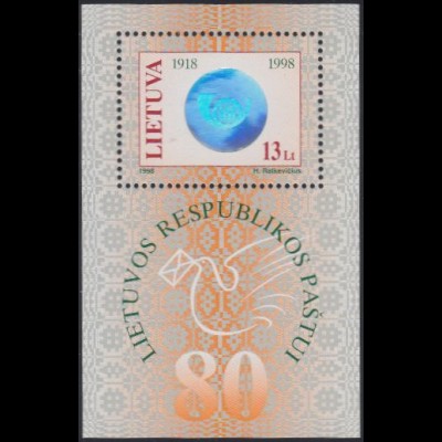 Litauen Mi.Nr. Block 14 80Jahre Litauische Post, Posthorn-Hologramm
