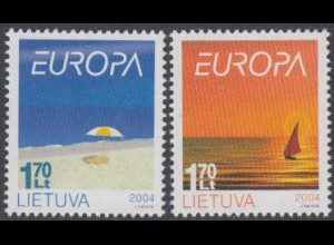 Litauen Mi.Nr. 842-43 Europa 04, Ferien, Strand, Segelyacht (2 Werte)