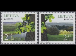 Litauen Mi.Nr. 1063-64 Europa 11, Der Wald, Eiche, Wald (2 Werte)
