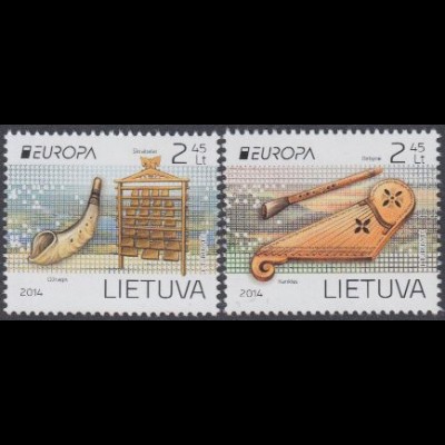 Litauen Mi.Nr. 1159-60 Europa 14, Volksmusikinstrumente (2 Werte)