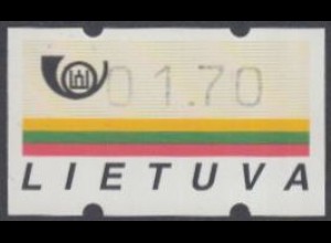Litauen ATM Mi.Nr. 1 Unterdruck Staatsflagge, mit rückseitiger Nummer (01.70)