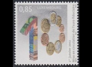 Luxemburg Mi.Nr. 1934 10Jahre Euro-Bargeld (0,85)
