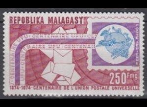 Madagaskar Mi.Nr. 716 100 Jahre UPU, Globus, Briefe, Emblem (250)