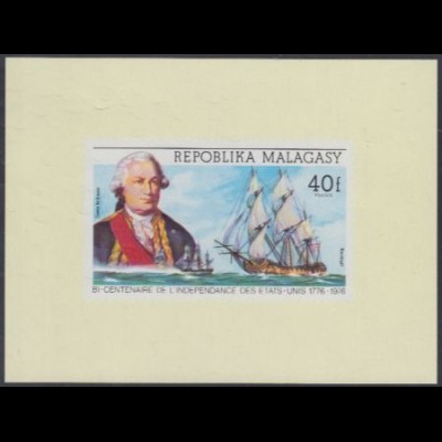 Madagaskar Mi.Nr. 742Sb 200J. USA-Unabhängigkeit, de Grasse, Segelschiffe (40)