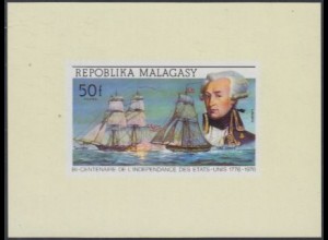 Madagaskar Mi.Nr. 743Sb 200J. USA-Unabhängigkeit, Lafayette, Segelschiffe (50)