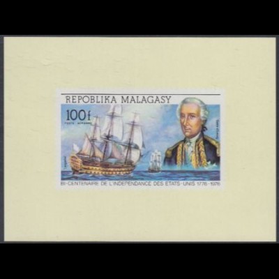 Madagaskar Mi.Nr. 744Sb 200J. USA-Unabhängigkeit, d’Estaing, Segelschiffe (100)