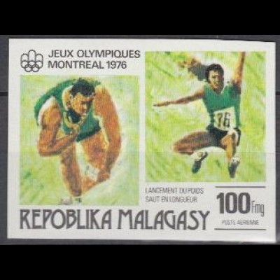 Madagaskar Mi.Nr. 777U Olymp.Sommerspiele 1976 ungez. Kugelst.+Weitsprung (100)