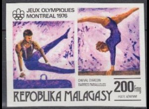 Madagaskar Mi.Nr. 778U Olymp.Sommerspiele 1976 ungez. Turnen (200)