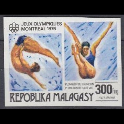 Madagaskar Mi.Nr. 779U Olymp.Sommerspiele 1976 ungez. Kunstspringen (300)