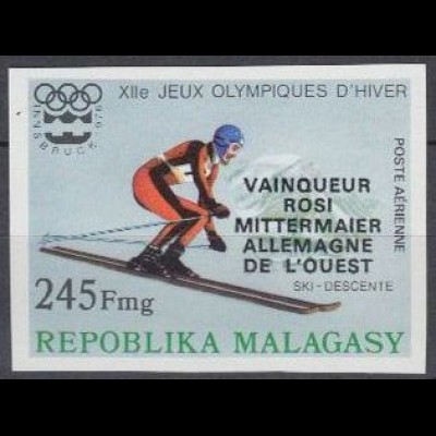 Madagaskar Mi.Nr. 806U Olympia 1976 ungez. Innsbruck Medaille Mittermaier (245)