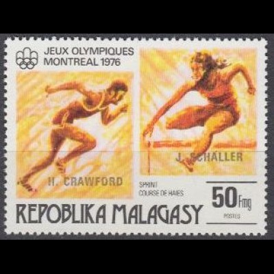 Madagaskar Mi.Nr. 823Probe Olymp.Spiele 1976 Medaillengew. Crawrod Schaller (50)