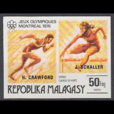 Madagaskar Mi.Nr. 823U Olymp. 1976 ungez. Medaillengew. Crawrod Schaller (50)