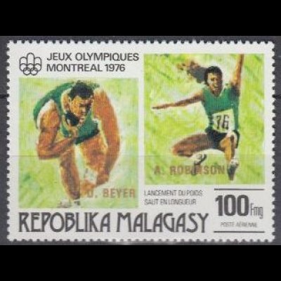 Madagaskar Mi.Nr. 824Probe Olymp.Spiele 1976 Medaillengew. Beyer Robinson (100)