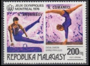 Madagaskar Mi.Nr. 825 Olymp.Spiele 1976 Medaillengew. Andrianov Comaneci (200)
