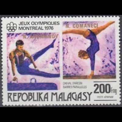 Madagaskar Mi.Nr. 825Probe Olymp.Spiele 1976 Med.gew. Andrianov Comaneci (200)