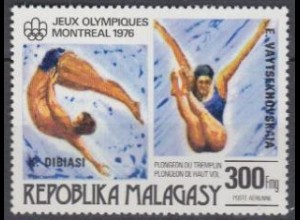 Madagaskar Mi.Nr. 826 Olymp.Spiele 1976 Med.gew. Dibiasi Vaytseknovskaja (300)