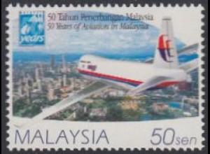 Malaysia Mi.Nr. 639C 50J.mal.Luftfahrtgesellschaften Boeing 747 ü.Kuala-L. (50)
