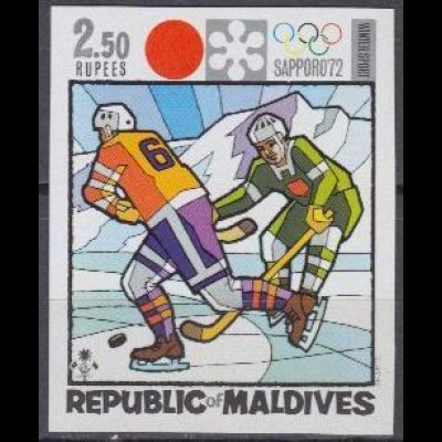 Malediven Mi.Nr. 412B Olympia 1972 Sapporo, Eishockey (2,50)