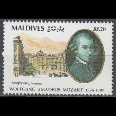Malediven Mi.Nr. 1647 200Todestag W.A.Mozart, Mozart und Josephsplatz Wien (20)