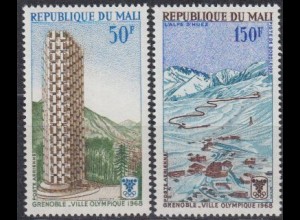 Mali Mi.Nr. 160-61 Olympia 1968 Grenoble, Hotel, Bobbahn (2 Werte)