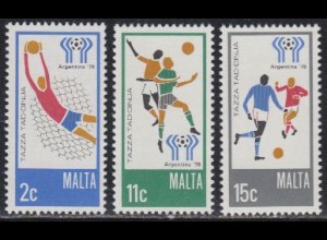 Malta Mi.Nr. 571-73 Fußball-WM 1978 Argentinien (3 Werte)