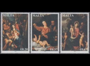Malta Mi.Nr. 1808-10 Weihnachten, Gemälde (3 Werte)