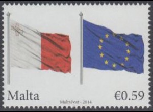 Malta Mi.Nr. 1847 Jahrestag Beitritt Maltas zur EU, Flaggen (0,59)