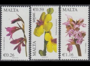 Malta Mi.Nr. 1854-56 Einheimische Flora, SEPAC, Blumen (3 Werte)