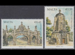 Malta Mi.Nr. 1899-1900 Architektonische Schätze, Wignacourt-Aquädukt (2 Werte)