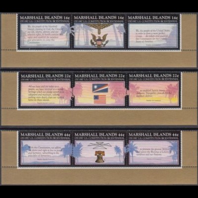 Marshall-Inseln Mi.Nr. Zdr.125-33 200Jahre USA-Verfassung (3 Dreierstreifen)