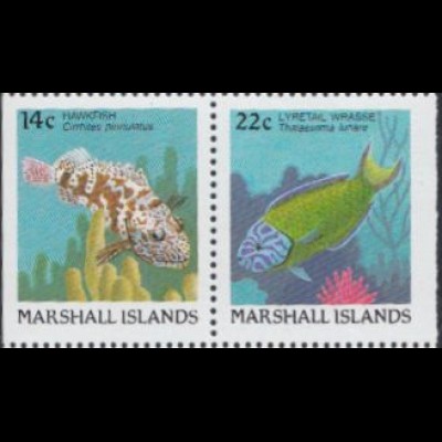 Marshall-Inseln Mi.Nr. Zdr.152Dl/154Dr Freim. Fische