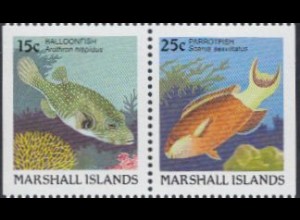 Marshall-Inseln Mi.Nr. Zdr.172Dl/173Dr Freim. Fische