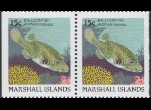 Marshall-Inseln Mi.Nr. 172Dl/Dr Freim. Fische, Grauer Puffer (Paar)