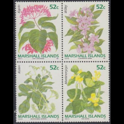 Marshall-Inseln Mi.Nr. Zdr.357-60 Blumen (Viererblock)