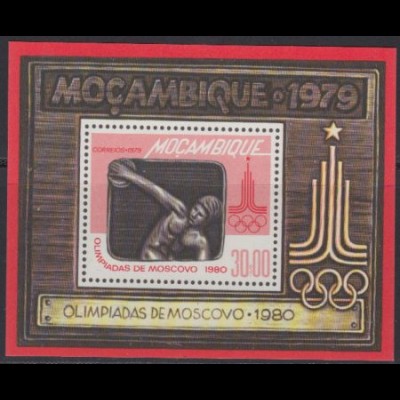 Mocambique Mi.Nr. Block 5 Olymp. Sommerspiele Moskau, Diskuswerfen 