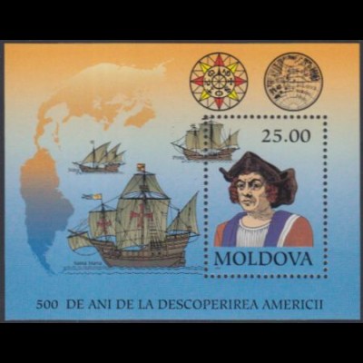 Moldawien Mi.Nr. Block 3 500.J.tag Entdeckung Amerikas, Kolumbus