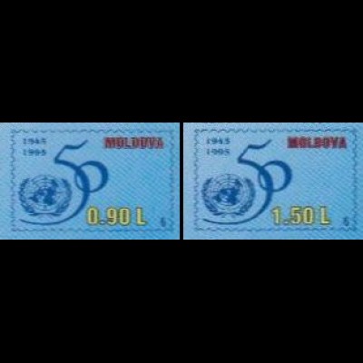 Moldawien Mi.Nr. 182-83 50Jahre UNO, skl., gedruckte Nummer: 6 (2 Werte)