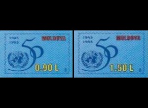 Moldawien Mi.Nr. 182-83 50Jahre UNO, skl., gedruckte Nummer: 8 (2 Werte)