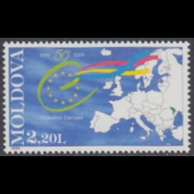 Moldawien Mi.Nr. 304 50Jahre Europarat, Emblem, Europakarte (2,20)